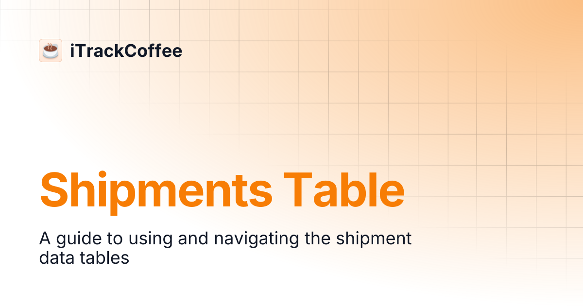 Shipments Table | iTrackCoffee